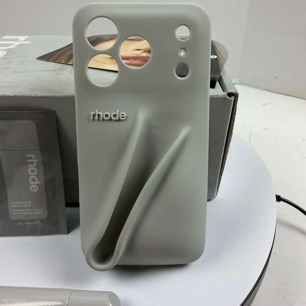 Rhode Lip Case iPhone 15 Pro Grey Bundle Peptide Lip Treatment Glazing Milk NEW